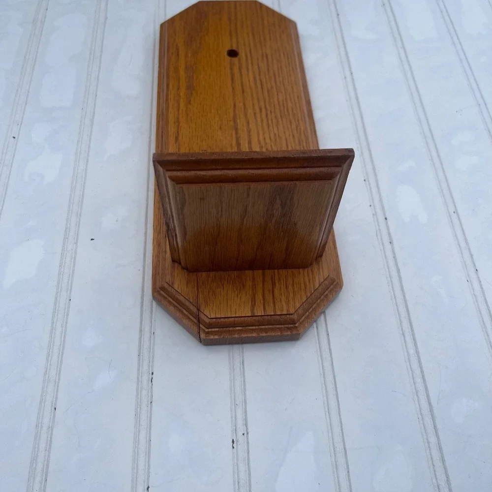 Vintage Solid Oak Wood Wall Hanging Display Shelf Beveled Edge Honey Brown